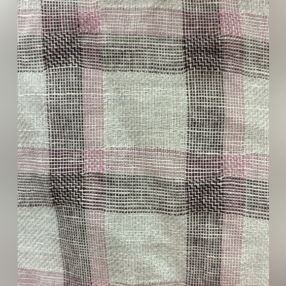 🔥🌴TASSO ELBA Island linen blend shirt Size L. Grayish background w/ plum/pink - Picture 4 of 8